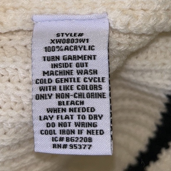 Sanctuary Felling Sporty Ivory & Black Mock Neck Oversized Ribbed Sweater - L - Picture 11 of 13